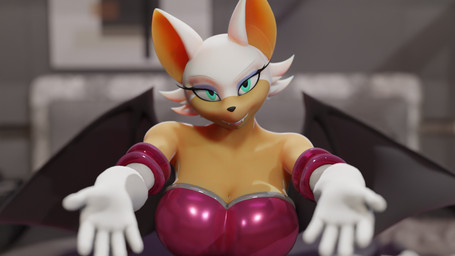 anthro bedroom_eyes big_breasts breasts clothed clothing female front_view fur gloves handwear leotard looking_at_viewer narrowed_eyes seductive smile smiling_at_viewer solo spread_wings tan_body wings crowdect warfaremachine_(modeler) sega sonic_the_hedgehog_(series) rouge_the_bat warfare_rouge bat humanoid mammal 16:9 3d_(artwork) digital_media_(artwork) hi_res widescreen