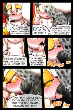 anthro areola ball_suck black_nose blush bodily_fluids dialogue duo eyes_closed female fingers genitals loli male male/female nipples oral penis sex solo_focus speech_bubble sucking sweat text tongue tongue_out young young_anthro dexstar sega sonic_the_hedgehog_(series) cream_the_rabbit lagomorph leporid mammal rabbit 2:3 comic digital_media_(artwork) english_text hi_res