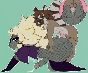 alternative_fashion anal anal_penetration anthro anus armwear backsack balls big_balls big_penis blonde_hair blue_eyes bodily_fluids brown_body brown_fur brown_hair butt clothing cum cum_in_ass cum_inside duo ear_piercing ear_ring eyeshadow fishnet_armwear fishnet_clothing fishnet_legwear fur genital_fluids genitals goth green_eyes grey_body grey_fur hair heart_eyes heart_symbol huge_balls huge_penis hyper hyper_balls hyper_genitalia hyper_penis legwear lipstick long_ears looking_pleasured makeup male male/male penetration penis piercing puffy_anus ring_piercing stockings thigh_highs yellow_sclera jadetanuki nintendo tears_of_the_kingdom the_legend_of_zelda rauru_(tears_of_the_kingdom) bovid caprine goat lagomorph lemur leporid mammal primate rabbit strepsirrhine zonai hi_res