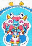 anthro big_butt blue_body butt female hair huge_butt hyper hyper_butt overweight pink_hair simple_background solo victorious white_background shar0makai animal_humanoid arthropod arthropod_humanoid fly_(animal) fly_humanoid humanoid insect insect_humanoid 2023 hi_res traditional_media_(artwork)