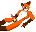 anthro food food_fetish food_penetration food_play fruit genitals improvised_sex_toy male mango_(fruit) masturbation muscular nude penetration penile penile_masturbation penis plant sex_toy solo toying_self trott_on_the_rocks trott_conager canid canine fox mammal