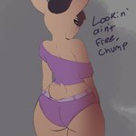 anthro big_butt bottomwear butt clothed clothing fur grey_hair hair hotpants male off_shoulder pink_clothing shirt shorts solo tail tail_tuft topwear tuft yellow_body yellow_fur paramour_(artist) jayce_(paramour) lagomorph leporid mammal rabbit 1:1