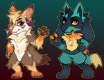 ambiguous_gender anthro chibi genderfluid sketchy greaserdemon nintendo pokemon fan_character canid canine canis coyote generation_4_pokemon lucario mammal pokemon_(species) flat_colors hi_res sketch