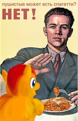 accessory ambiguous_gender brown_hair clothed clothed_human clothing cutlery dialogue duo feral food fork fur green_eyes hair holding_fork kitchen_utensils looking_at_food looking_at_object looking_at_viewer male male_human necktie open_mouth orange_body orange_fur pasta quadruped red_hair smile spaghetti tan_body tan_skin text tools marcusmaximus viktor_ivanovich_govorkov fluffy_pony fluffy_pony_(species) human mammal 9:14 meme reaction_image russian_text translated