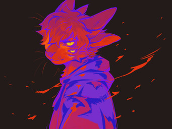 anthro black_background cheek_tuft clothed clothing facial_tuft hair hoodie looking_at_viewer male male_anthro messy_hair mouth_closed multi_eye narrowed_eyes short_hair simple_background solo topwear tuft corzh77 felid mammal 4:3 bust_portrait hi_res portrait restricted_palette