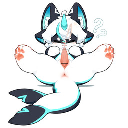 3_fingers 4_ears 4_toes >.< ahoge animal_genitalia animal_penis anthro anus bangs black_body black_ears black_fur blue_body blue_fur blue_highlights blue_horn blue_inner_ear blush blush_lines bodily_fluids censor_bar censored_genitalia censored_penis cetacean_genitalia cetacean_penis cetacean_tail cheek_tuft chest_tuft circle_eyebrows claws crying cum cum_string cumshot ejaculation erection eyebrows eyes_closed facial_tuft feet fin fingers fur fur_markings genital_fluids genital_slit genitals gesture hair hand_on_chest highlights_(coloring) horn inner_ear_fluff legs_up lying male markings mitten_hands multi_ear on_back orange_eyes pawpads penis pink_nose pink_pawpads presenting presenting_anus question_mark raised_leg simple_background solo spread_legs spreading suggestive suggestive_gesture tail tail_fin tapering_penis tears toe_claws toes tuft white_background white_body white_fur white_hair white_inner_ear_fluff white_markings young young_anthro young_male windbiom hefeng_character aquatic cetacean furred_cetacean mammal censored hi_res