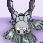 1:1 blush clothing earth_pony equid equine female feral friendship_is_magic garter_straps grey_hair hair hasbro horse legwear lingerie looking_at_viewer mammal marble_pie_(mlp) my_little_pony panties pony purple_eyes ribbons sirachanotsauce solo stockings underwear upside_down