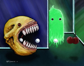 black_eyes cherry duo food fruit green_body humor inside male nightmare_fuel not_furry open_mouth plant realistic red_eyes teeth what what_has_science_done where_is_your_god_now yellow_body chris_labrenz bandai_namco pac-man_(series) pac-man ghost sphere_creature spirit undead digital_media_(artwork) signature