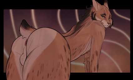 anthro anus balls butt ear_tuft fur genitals green_eyes grey_body grey_fur hair looking_at_viewer looking_back male markings multicolored_body multicolored_fur nude nude_anthro nude_male presenting presenting_anus presenting_balls presenting_hindquarters simple_background solo spots spotted_body spotted_fur tail tuft two_tone_body two_tone_fur white_balls white_body white_fur ertonhin felid feline lynx mammal 2026 digital_drawing_(artwork) digital_media_(artwork) hi_res