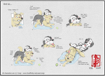 adolescent ageplay animal_genitalia awkward ball balls bobby_(canids) bodily_fluids cum cum_in_ass cum_inside cum_on_self dialogue digital_sketch dog_bed duo erection excited feral genital_fluids genitals good_boy hormones humping inexperienced instincts knot_in_sheath knotting male male/male penis penis_tip pet_bed rick_(canids) roleplay sheath surprise_buttsex surprised tennis_ball text young fennec_(artist) bird_dog canid canine canis domestic_dog golden_retriever herding_dog hunting_dog mammal pastoral_dog retriever sheepdog comic english_text hi_res url