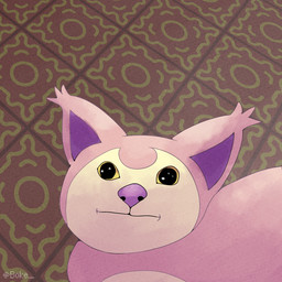 ambiguous_gender black_eyes detailed_background feral floor fur mouth_closed pattern_background pink_body pink_fur purple_inner_ear purple_nose simple_background solo store tan_body tan_fur text tile tile_floor wide_eyed yellow_sclera boke_(artist) nintendo pokemon pokemon_mystery_dungeon spike_chunsoft generation_3_pokemon pokemon_(species) skitty 1:1 2018 artist_name icon