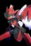 ambiguous_gender arthropod_abdomen black_background blue_eyes feral looking_at_viewer simple_background solo xx56su_x nintendo pokemon arthropod generation_6_pokemon insect mega_evolution mega_scizor pokemon_(species) 2015