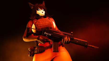 anthro bone clothing female fingerless_gloves g36 gloves glowing glowing_eyes gun handwear ranged_weapon rifle skull solo topwear vest weapon heresy_sfm ludexus_(modeler) scp_foundation scp-1471-a canid canine malo mammal 16:9 3d_(artwork) digital_media_(artwork) widescreen