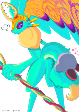 ambiguous_gender anthro antlers biped bodily_fluids chest_tuft colored_nails countershade_torso countershading digitigrade dipstick_tail duo ellipsis fingernails fluffy fluffy_tail fur head_wings heart_symbol horn hug huge_wings hugging_another hugging_from_behind looking_at_another looking_back looking_back_at_another markings mouthless multicolored_body multicolored_eyes multicolored_fur nails neck_tuft orange_body orange_fur pink_body pink_eyes pupils purple_fingernails purple_nails purple_sclera rear_view red_body simple_background size_difference speech_bubble sweat sweatdrop tail tail_hug tail_markings tan_body tan_fur teal_body teal_eyes teal_fur three-quarter_view tuft unusual_wing_placement white_background wings rn_(pixiv) kirby_(series) kirby_and_the_forgotten_land nintendo fecto_elfilis kirby alien chinchilla chinchillid mammal rodent starling_(kirby) waddling_head 2022 absurd_res dated digital_drawing_(artwork) digital_media_(artwork) full-length_portrait hi_res portrait signature