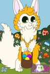 anthro basket container easter_basket easter_egg freckles holidays male neck_tuft tuft coelhoposa_(artist) easter romeo_(coelhoposa) canid canine fennec_fox fox hybrid lagomorph leporid mammal rabbit true_fox hi_res