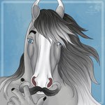 5_fingers ambiguous_gender anthro blue_eyes facial_hair facial_markings fingers hair head_markings looking_at_viewer markings multicolored_hair mustache simple_background solo two_tone_hair dream_merchant ta'kom_ironhoof equid equine horse mammal 1:1 2022 digital_media_(artwork)