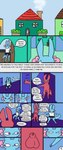 animal_genitalia anthro balls blush blush_lines building dialogue dialogues duo embarrassed fully_sheathed genitals half-erect hiding_face house male penis scar sheath solo tail text erinthebat lethal_company rain_world videocult hunter_(rain_world) rivulet_(rain_world) slugcat absurd_res comic english_text hi_res trans_(lore) trans_man_(lore)