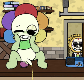 anal anal_masturbation anal_penetration blush bodily_fluids crouching_on_table dildo exhibitionism genital_fluids genitals male male/male masturbation object_in_ass peeing peeing_while_penetrated penetration penis riding_dildo sex_toy sex_toy_in_ass sex_toy_insertion small_penis solo spread_legs spreading urine urine_stream watersports cloclochloe blushcrunch_studio dandy's_world roblox dandy_(dandy's_world) dyle_(dandy's_world) humanoid