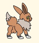 all_fours anus backsack balls big_balls butt clothing feral footwear genitals looking_at_viewer looking_back male mostly_nude mostly_nude_male perineum presenting presenting_balls raised_tail rear_view smile socks solo tail tongue tongue_out yellow_eyes zamzamcan nintendo pokemon eevee eeveelution generation_1_pokemon pokemon_(species)