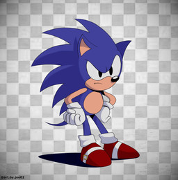 5_fingers anthro black_eyes black_nose blue_body checkered checkered_background clothing conjoined_eyes countershade_fur countershading fingers footwear footwear_only frown fur gloves hands_on_hips handwear handwear_only male mostly_nude multicolored_clothing multicolored_footwear multicolored_shoes on_model pattern_background pointy_ears prick_ears quills_(anatomy) red_clothing red_footwear red_shoes shadow shoes shoes_only short_tail simple_background solo standing tail tan_body tan_countershading tan_fur two_tone_clothing two_tone_footwear two_tone_shoes white_clothing white_footwear white_gloves white_handwear white_shoes art.by.joeg02 classic_sonic_(universe) sega sonic_the_hedgehog_(series) classic_sonic sonic_the_hedgehog eulipotyphlan european_hedgehog hedgehog mammal cel_shading digital_drawing_(artwork) digital_media_(artwork) full-length_portrait hi_res portrait shaded