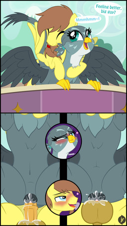 abdominal_bulge ahegao balls belly blush bodily_fluids casual_sex close-up dialogue doggystyle entwined_tails feathered_wings feathers female feral from_behind_position genitals happy happy_sex heart_symbol hug interspecies looking_back looking_pleasured low-angle_view male male/female mounting navel nude nuzzling on_model onomatopoeia open_mouth orgasm outside_sex penetration purring sex sound_effects sweat tail tail_coil text vaginal wings facelessjr friendship_is_magic hasbro my_little_pony mythology gabby_(mlp) rory_kenneigh avian equid equine gryphon horse mammal mythological_avian mythological_creature mythological_equine pegasus pony 4k 9:16 absurd_res comic english_text hi_res