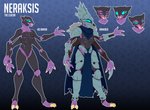 anthro armor biped clothed clothing fangs headgear helmet male multi_arm multi_eye multi_limb simple_background smile solo standing teeth text gaiki destiny_(video_game) alien arthropod eliksni fallen_captain 2020 absurd_res digital_media_(artwork) english_text hi_res model_sheet