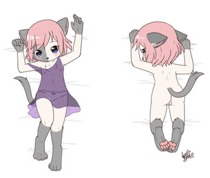 4_toes 5_fingers anthro anus barefoot bird's-eye_view black_nose blue_eyes blue_pupils blush blush_lines butt chest_tuft clothed clothing collarbone dakimakura dress eyelashes feet female fingers flat_chested fur fur_tuft genitals gloves_(marking) grey_body grey_ears grey_fur grey_markings grey_tail hair high-angle_view hindpaw humanoid_hands iris leg_markings looking_at_viewer looking_back looking_back_at_viewer lying markings multicolored_body multicolored_ears multicolored_fur nipples nude on_back on_front one_eye_obstructed open_mouth panties pawpads paws pink_anus pink_hair pink_inner_ear pink_nipples pink_pawpads pink_vulva presenting presenting_anus presenting_hindquarters presenting_vulva pupils purple_clothing purple_dress simple_background socks_(marking) solo tail thin_calves thin_eyebrows thin_legs thin_thighs toes translucent translucent_clothing translucent_dress tuft two_tone_body two_tone_ears two_tone_fur underwear vulva white_background white_body white_clothing white_ears white_fur white_panties white_underwear young young_anthro young_female nekostar domestic_cat felid feline felis mammal 2020 colored dakimakura_design digital_drawing_(artwork) digital_media_(artwork) full-length_portrait hi_res multiple_images portrait signature