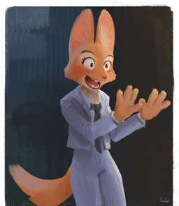 4_fingers accessory anthro blush bodily_fluids clothing female fingers fur hands_up necktie open_mouth orange_body orange_fur shocked solo suit surprised sweat sweatdrop gamgyuls dreamworks the_bad_guys diane_foxington canid canine fox mammal hi_res