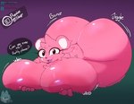 absurd_res all_fours anthro areola bear big_breasts big_butt black_eyes breasts butt cuddle_team_leader dialogue epic_games female fortnite fur gameplay_mechanics gardegu hi_res huge_breasts huge_butt huge_thighs hyper hyper_breasts hyper_butt hyper_thighs looking_at_viewer mammal motion_lines nipples open_mouth patreon pink_body pink_fur smile solo sound_effects speech_bubble text thick_thighs url watermark