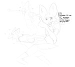 adolescent anthro backpack female gesture hand_gesture laugh montage pointing running simple_background solo text young wetchop naruto_run mary_(wetchop) canid canine mammal maned_wolf english_text hi_res meme monochrome sketch