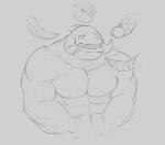 big_muscles blue_eyes clenched_teeth frown genitals grey_background group huge_muscles male muscular muscular_male pecs penis sharp_teeth simple_background teeth unusual_anatomy unusual_genitalia unusual_penis beaf disney lilo_and_stitch gantu alien 2014 monochrome sketch