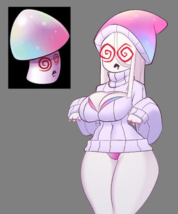 big_breasts bodily_fluids breasts chest_window cleavage clothed clothing colored_nails drooling female fungus hair long_hair mushroom nails panties partially_clothed pink_nails plant saliva simple_background solo spiral spiral_eyes standing sweater thick_thighs topwear turtleneck underwear white_body white_hair wide_hips sqwunx electronic_arts plants_vs._zombies popcap_games elemental_creature elemental_humanoid flora_fauna fungi_fauna fungi_humanoid humanoid hypno-shroom mushroom_humanoid