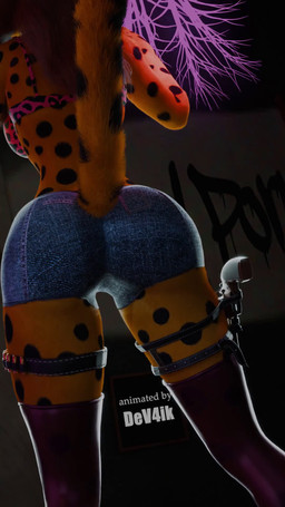 anthro aroused ass_dance ass_up bottomwear butt clothed clothing dancing denim denim_bottomwear denim_clothing female fluffy fluffy_tail jeans legwear music nude pants pose sheriff solo spread_legs spreading stockings tail dev4ik caramelldansen cheetah felid feline mammal 3d_(artwork) 3d_animation 9:16 animated animation_meme digital_media_(artwork) hi_res meme pinup short_playtime sound video