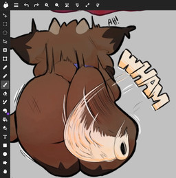 ambiguous_gender big_butt butt butt_slap disembodied_hand ear_tuft horn huge_butt long_tail mostly_nude mostly_nude_ambiguous mostly_nude_anthro onomatopoeia pain scarf scarf_only short_horn slap small_horn solo sound_effects spank_marks spank_marks_on_ass spanked_butt spanking spanking_focus tail text tuft wham soarfloh syloh_(soarfloh) hi_res