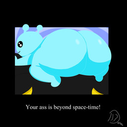 all_fours big_butt black_border black_eyes border butt duo looking_at_viewer male outside_border presenting presenting_hindquarters simple_background simple_eyes simple_face smile sparkles sparkling_eyes text domiel nintendo rhythm_heaven humanoid 1:1 absurd_res english_text hi_res lineless signature