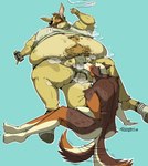 anthro ball_sniffing balls belly_overhang beverage_can bodily_fluids body_hair bulge bulge_sniffing cigarette clothing duo fat_thighs fatpad genitals happy_trail jockstrap male male/male moobs obese obese_male overweight overweight_male size_difference smoking smoking_cigarette sniffing steam_clouds sweat sweaty_clothing sweaty_footwear sweaty_shirt sweaty_socks sweaty_topwear underwear southernyote australian_shepherd canid canine canis domestic_dog herding_dog kangaroo macropod mammal marsupial pastoral_dog sheepdog absurd_res hi_res