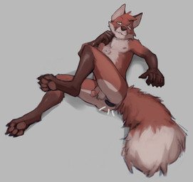 4_toes 5_fingers anal anal_masturbation anal_penetration anthro athletic athletic_anthro athletic_male ball_tuft balls big_tail black_claws brown_body brown_fur brown_nose butt buttplug buttplug_in_ass buttplug_insertion cheek_tuft chest_tuft claws facial_tuft feet finger_claws fingers fluffy fluffy_tail fox_tail fur genitals glans grey_background hair humanoid_genitalia humanoid_penis lying male masturbation multicolored_body multicolored_fur nipples object_in_ass on_back open_mouth orange_body orange_fur orange_hair pawpads paws penetration penis pink_glans plug_(sex_toy) plug_insertion presenting presenting_hindquarters raised_leg sex_toy sex_toy_in_ass sex_toy_insertion simple_background solo tail toe_claws toes tuft whiskers white_body white_fur vulgarstarling canid canine fox mammal hi_res