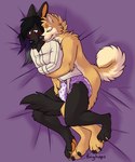 anthro bdsm bedding blanket blush bondage bound clean_diaper clothed clothing diaper duo female male narrowed_eyes restraints straitjacket wearing_diaper tinyhops canid canine canis domestic_dog mammal wolf absurd_res hi_res