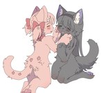 alternate_species anthro blush duo eyes_closed female furrification kemono kuro_chromium puella_magi puella_magi_madoka_magica homura_akemi madoka_kaname domestic_cat felid feline felis mammal hi_res