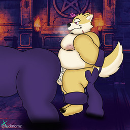 anal anal_penetration anthro belly bodily_fluids butt butt_grab corruption cum cum_inside duo ejaculation genital_fluids genitals hand_on_butt heart_symbol male male/male nipples pecs penetration penis precum restrained shortstack slightly_chubby slightly_chubby_male lucknomz procy canid canine canis domestic_dog herding_dog mammal pastoral_dog welsh_corgi 1:1 hi_res