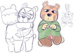 anthro balls beard blush brown_body brown_fur chibi clothing duo erection facial_hair fur genitals hug humanoid_hands male male/male penis shirt topwear g2631028 mike_cubes animal_crossing nintendo beardo_(animal_crossing) ike_(animal_crossing) bear mammal 2020 hi_res