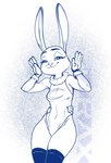 anthro areola bedroom_eyes breasts clothing cosplay crossover_cosplay eyebrows eyelashes female gloves handwear legwear leotard long_ears looking_at_viewer narrowed_eyes navel nipples seductive slim small_breasts smile smiling_at_viewer solo thigh_highs izra disney my_hero_academia zootopia judy_hopps rumi_usagiyama lagomorph leporid mammal rabbit 2021 animated crossover digital_drawing_(artwork) digital_media_(artwork) short_playtime