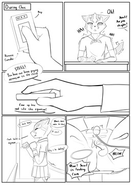 andromorph anthro bodily_fluids cum dialogue genital_fluids genitals intersex leaking_cum leaking_pussy_juice leaking_vagina orgasm text vulva steel_cat steel_cat_(character) absurd_res comic english_text hi_res