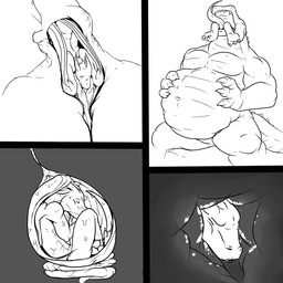 almost_fully_inside anthro anthro_pred anthro_prey belly big_belly claws duo eyes_closed feet hand_on_belly head_first huge_belly inside_stomach inside_throat internal larger_pred male male/male male_pred male_prey musclegut muscular navel open_mouth oral_vore simple_background size_difference swallowing tail teeth vore wet wet_body white_background wings pandottermon mythology alligator alligatorid crocodilian dragon mythological_creature mythological_scalie reptile scalie 1:1 comic greyscale hi_res monochrome