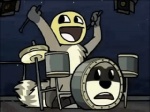 ambiguous_gender anthro awesome_face drum drum_set looking_away musical_instrument open_mouth percussion_instrument smile solo tirrel rockoons mammal procyonid raccoon 2007 4:3 animated loop low_res meme short_playtime