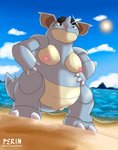 beach breasts cloud eyewear female feral genitals glasses mountain nipples non-mammal_nipples pussy sea seaside semi-anthro sky solo water perinia nintendo pokemon generation_1_pokemon nidoqueen pokemon_(species) hi_res