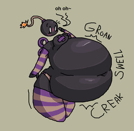 anthro arm_warmers armwear belly belly_expansion belly_inflation big_belly big_breasts bloated blush blush_lines breasts close_to_bursting clothing curvy_figure expansion female floating_head huge_belly hyper hyper_belly imminent_explosion imminent_popping implied_popping inflation legwear navel nipple_tape panties pasties pattern_arm_warmers pattern_armwear pattern_clothing pattern_legwear pattern_thigh_highs rumbling_stomach solo striped_arm_warmers striped_armwear striped_clothing striped_legwear striped_thigh_highs stripes talking_to_self tape text thick_thighs thigh_highs underwear wide_hips 6saw789 mario_bros nintendo glyceri_(6saw789) bob-omb bomb_head bomb_humanoid 2024 aliasing digital_drawing_(artwork) digital_media_(artwork) english_text
