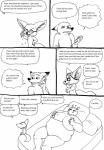 anthro bernielover breasts canid canine comic common_hippopotamus disney electronics english_text female fennec_fox finnick_(zootopia) fox group hi_res hippopotamid male mammal monochrome nick_wilde nude phone red_fox simple_background speech_bubble text true_fox white_background worried zootopia