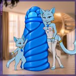 anthro areola blue_body blue_eyes blue_fur blurred_background bracelet breasts clothing duo eyebrows eyelashes feet female fingers fur genitals inside jewelry legwear looking_at_viewer nipples open_mouth paws pink_nose pussy pussy_floss toddler toes young crocodiler_owen jewelpet sanrio sega sega_fave lapis_(jewelpet) domestic_cat felid feline felis mammal 1:1 2022 digital_media_(artwork) hi_res