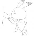 animal_yokocho anthro balls blush clothed clothing conditional_dnp duo exed_eyes female genitals iyo kissing lagomorph larger_male leporid low_res male mammal monochrome penis penis_kissing rabbit size_difference smaller_female toony vertical_bar_eyes